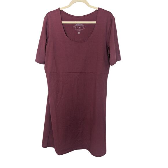 Sahalie Short Sleeve Scoop Neck Midi Outdoors Maroon Red Dress Womens Size XL - Picture 1 of 7
